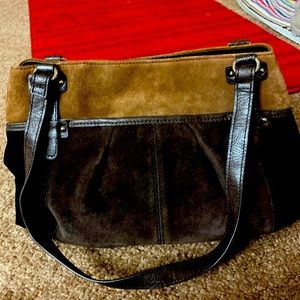 Tignanello Brown Suede Handbag